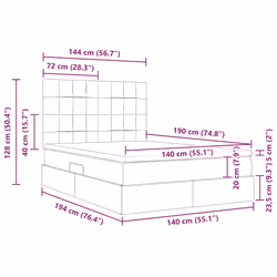 Lit Avec Rangement Et Matelas Noir 140 X 190 Cm Polyester Vidaxl - Vue supplémentaire 2