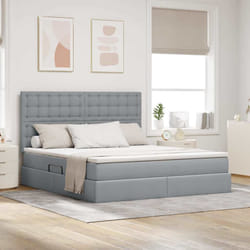 Lit Avec Rangement Et Matelas Gris Clair 180 X 200 Cm Polyester Vidaxl