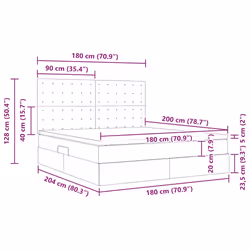Lit Avec Rangement Et Matelas Gris Clair 180 X 200 Cm Polyester Vidaxl - Vue supplémentaire 2