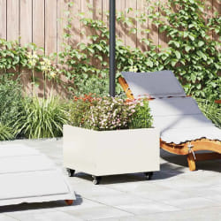 vidaXL Base de parasol avec jardinière Blanc 45 x 45 x 45 cm Acier