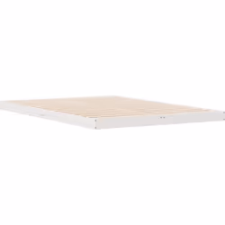 Ce cadre de lit moderne en pin massif blanc, c'est tout sur la simplicité et la praticité, parfait pour plein de styles de ch ...