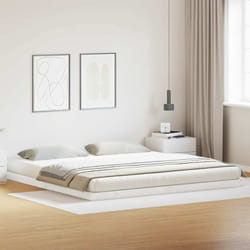 Cadre De Lit Surélevé Blanc 180 X 220 Cm Bois De Pin Massif Vidaxl