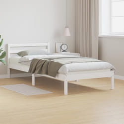 Cadre de lit vidaXL avec tête de lit Blanc 100x210 cm en Bois de Pin Massif 869765