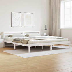 Cadre De Lit Blanc 210 X 200 Cm Bois Massif En Pin Vidaxl