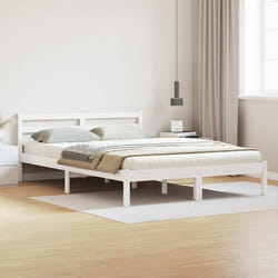 Cadre De Lit Blanc 220 X 140 Cm Bois Massif En Pin Vidaxl