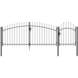 Portail de jardin avec tête de lance noire, 100 x 400 cm, en acier. vidaXL