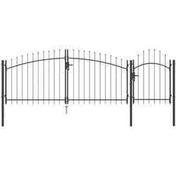 vidaXL Portail de jardin avec sommet pointu gris, 125 x 400 cm en acier.