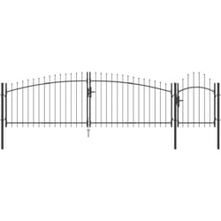 Portail de jardin avec pointe de lance gris 125 x 500 cm, en acier Vidaxl