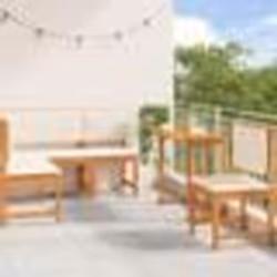 vidaXL Ensemble de salle à manger de jardin avec coussins - Bois d'acacia massif 4 pièces