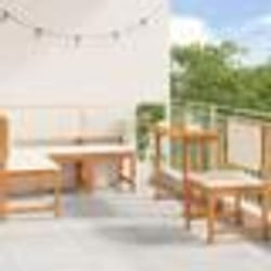 vidaXL Ensemble de salle à manger de jardin avec coussins - Bois d'acacia massif 4 pièces