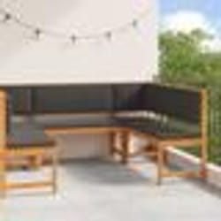 Ensemble de mobilier de jardin 5 pièces avec coussins en acacia