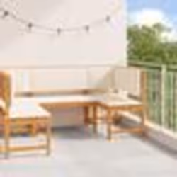 Ensemble de banc de jardin 3 pièces avec coussins en bois d'acacia