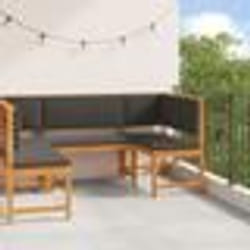 Set de jardin 3 pièces avec coussins en acacia massif