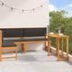 Ensemble Bistro de Jardin 3 Pièces avec Coussins en Bois d'Acacia Massif