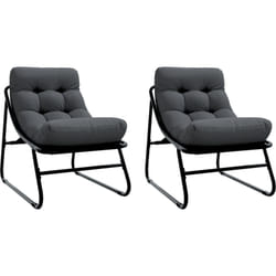 Chaises Relaxantes de Jardin 2 pcs avec Coussin Noir 60x80x71 cm Acier Vidaxl