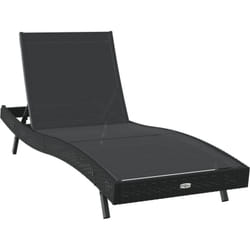 Vidaxl - Chaise longue noire en poly rotin et textilène