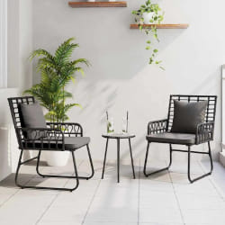 vidaXL Ensemble de salle à manger pour jardin 3 pcs Noir et anthracite