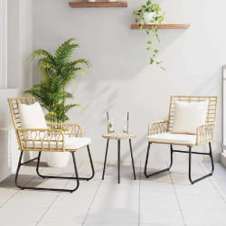 vidaXL Ensemble de salle à manger pour jardin 3 pcs Marron et Crème