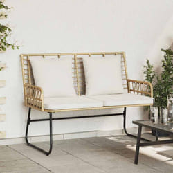 Banc De Jardin Marron Et Crème Rattan Synthétique, Acier Vidaxl