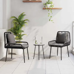 vidaXL Ensemble de salle à manger pour jardin 3 pcs Noir et anthracite