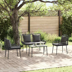 vidaXL Ensemble de salle à manger pour jardin 3 pcs Noir et anthracite