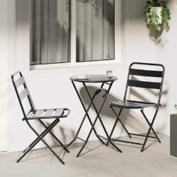 vidaXL Ensemble Bistro pliant 3 pièces acier anthracite