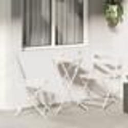 vidaXL Ensemble Bistro Pliable 3 Pièces Acier Blanc