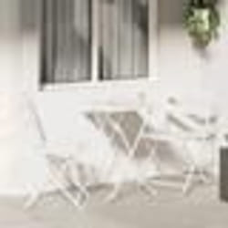 vidaXL Ensemble Bistro pliant 3 pièces Blanc Acier