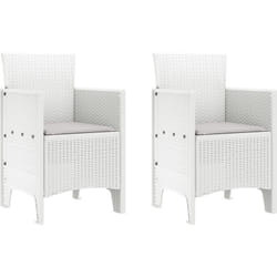 Vidaxl - Chaises de jardin avec coussins 2 pcs Blanc Poly Rattan