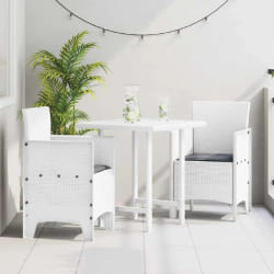 vidaXL Chaises de Jardin avec Coussins 2 pcs Blanc Poly Rattan
