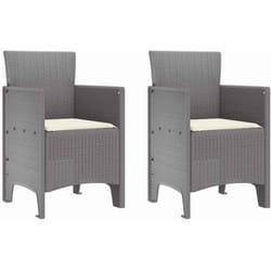 vidaXL Chaises de jardin avec coussins 2 pcs Gris clair Poly rotin