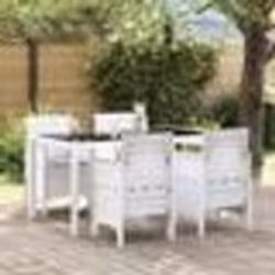 vidaXL Ensemble de 4 chaises de jardin blanches en poly rotin avec coussins