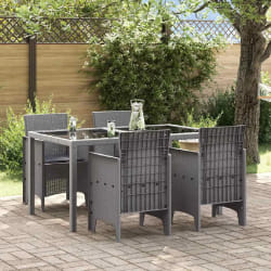 vidaXL Chaises de jardin avec coussins 4 pcs gris clair en poly rattan