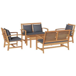 Vidaxl Ensemble De Canapé De Jardin Naturel Bois De Teck Solide