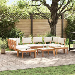 vidaXL Set de jardin , 4 pièces avec coussins - Bois de teck massif