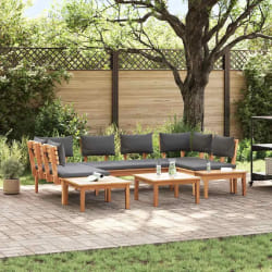 vidaXL Ensemble de jardin 4 pièces avec coussins - en bois de teck massif