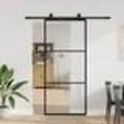 vidaXL Porte coulissante kit de quincaillerie noir 90x205 cm verre ESG