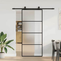 vidaXL Porte coulissante kit de quincaillerie noir 90x205 cm verre ESG