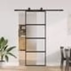 vidaXL Porte coulissante kit quincaillerie noir 76x205 cm verre trempé