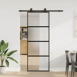 Vidaxl - Porte Coulissante Kit Quincaillerie Noir 76x205 Cm Verre Trempé
