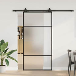 Vidaxl - Porte Coulissante Kit De Quincaillerie Noir 102x205cm Verre Esg
