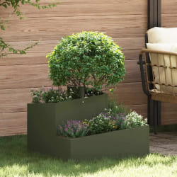 vidaXL Cache-pot de jardin Vert olive 60 x 60 x 50 cm Acier