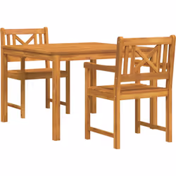Cet ensemble de jardin allie praticité et style avec sa table carrée et ses deux chaises en bois d'acacia massif. Le grain un ...