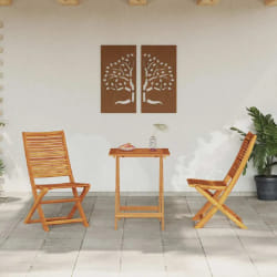 vidaXL Set de meubles d'extérieur 3 pcs Bois naturel 60 x 60 x 75 cm