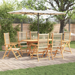 Vidaxl - Set de jardin 7 pièces beige en bois d'acacia et en poly rotin