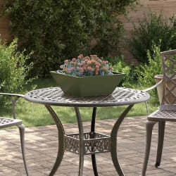 vidaXL Pot de jardin en forme de bol Vert olive 40 x 40 x 15 cm Acier