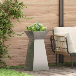 vidaXL Jardinière à pilier Argent 35 x 35 x 73 cm Acier