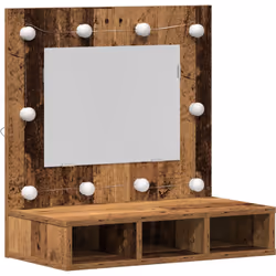 découvre l'Unité de vanité en bois vintage avec éclairage intégré - c'est le mélange parfait de charme rustique et de pratici ...