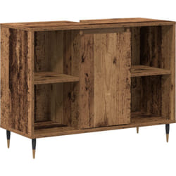Coiffeuse Rustique de Salle de Bain Bois Vieilli Bois Massif Moyen Vidaxl