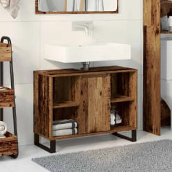 vidaXL Cabinet de salle de bain avec porte Bois ancien 80 x 33 x 60 cm